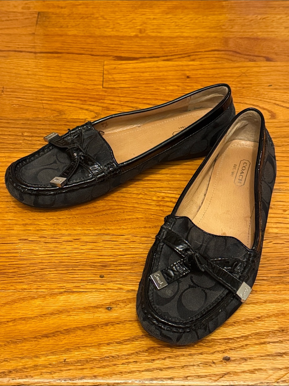 Coach Frida Black Signature Jacquard Driving Loafers